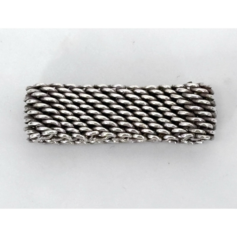Vintage 925 Sterling Silver Wide Woven Mesh Statement Ring 7g S Hallmark